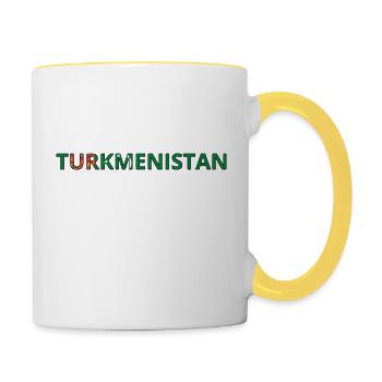 Flag of Turkmenistan - Contrasting Mug - white/yellow - Right