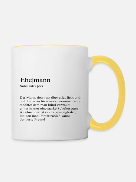 Ehemann Definition bester Freund - Tasse zweifarbig - Weiß/Gelb