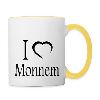 Mannheim Monnem Mannheimat - Tasse zweifarbig - Weiß/Gelb - Rechts