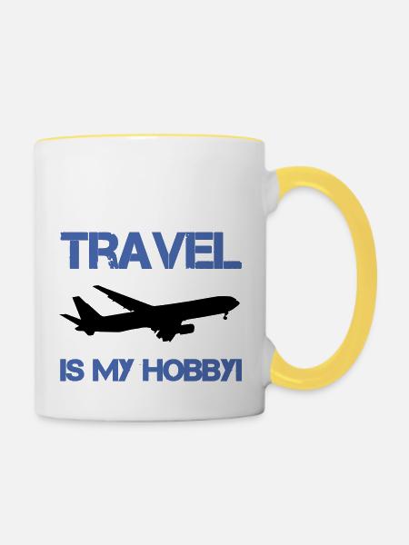 travel hobby - Tasse zweifarbig - Weiß/Gelb