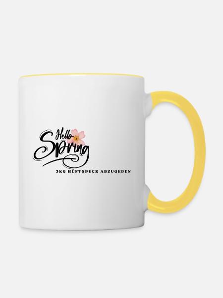 Hello spring - Tasse zweifarbig - Weiß/Gelb
