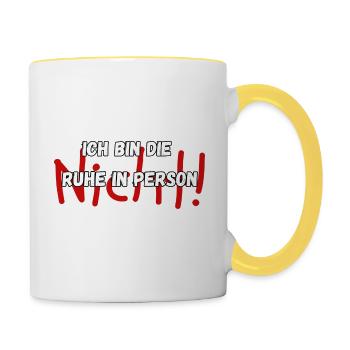 Ruhe in Person - Tasse zweifarbig - Weiß/Gelb - Rechts