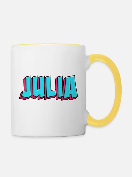 Namen Motiv: Julia - Tasse zweifarbig - Weiß/Gelb
