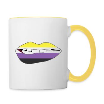 Biting Lips - Non-binary Flag - Contrasting Mug - white/yellow - Right
