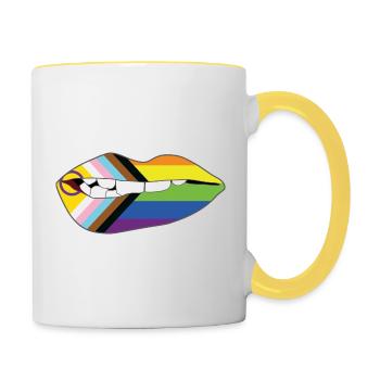 Biting Lips - Progress Pride Flag - Contrasting Mug - white/yellow - Right