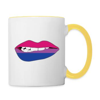 Biting Lips - Bisexual Flag - Contrasting Mug - white/yellow - Right