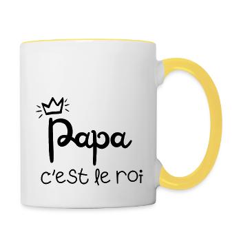 Daddy is the king - Contrasting Mug - white/yellow - Right