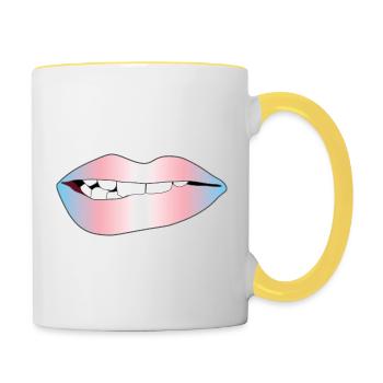 Biting Lips - Transgender Pride - Gradient - Contrasting Mug - white/yellow - Right
