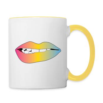 Biting Lips - Pansexual Pride - Gradient - Contrasting Mug - white/yellow - Right