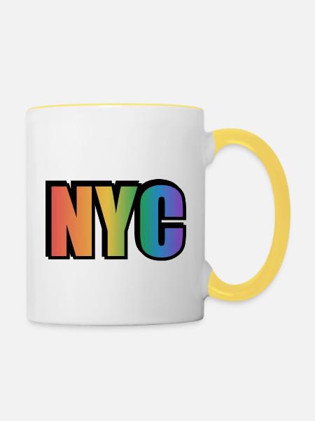 Schwules NYC - Tasse zweifarbig - Weiß/Gelb