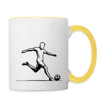 Minimalist Football Player Silhouette - black - Contrasting Mug - white/yellow - Right