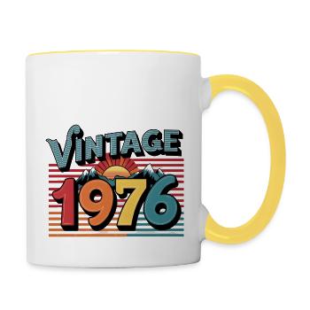 Vintage 1976 47 Year Old Birthday Gift Man Fe - Contrasting Mug - white/yellow - Right