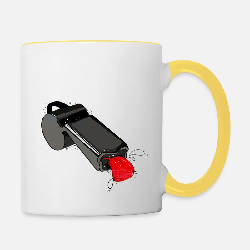 Anpfiff - Tasse zweifarbig - Weiß/Gelb