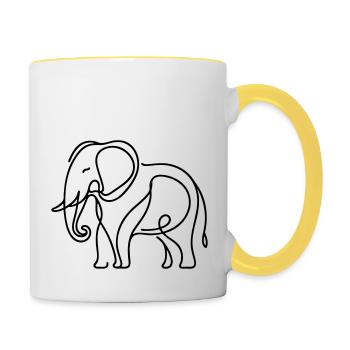 Elephant Line Art - Contrasting Mug - white/yellow - Right