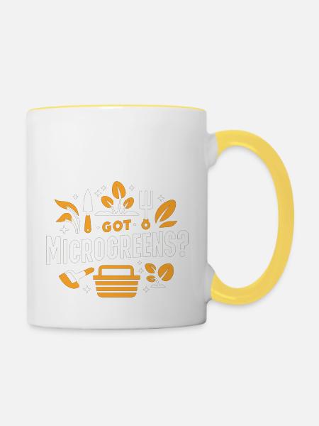 Ich habe Microgreens - Tasse zweifarbig - Weiß/Gelb