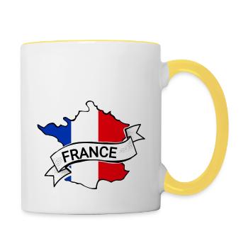 Frankreich - Flagge - Karte - Tasse zweifarbig - Weiß/Gelb - Rechts
