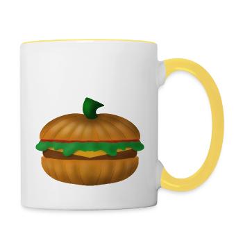 Burger citrouille - Mug contrasté - blanc/jaune - Droite