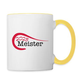 Meister 2025 Meisterschaft - Tasse zweifarbig - Weiß/Gelb - Rechts