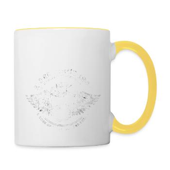 Pilote depuis 1944 - 81 ans de passion pour les deux roues - Mug contrasté - blanc/jaune - Droite