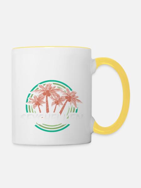 Seychellen als Urlaub - Tasse zweifarbig - Weiß/Gelb
