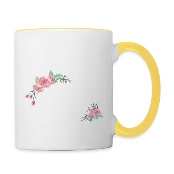 Brief und Blumen - Tasse zweifarbig - Weiß/Gelb - Rechts