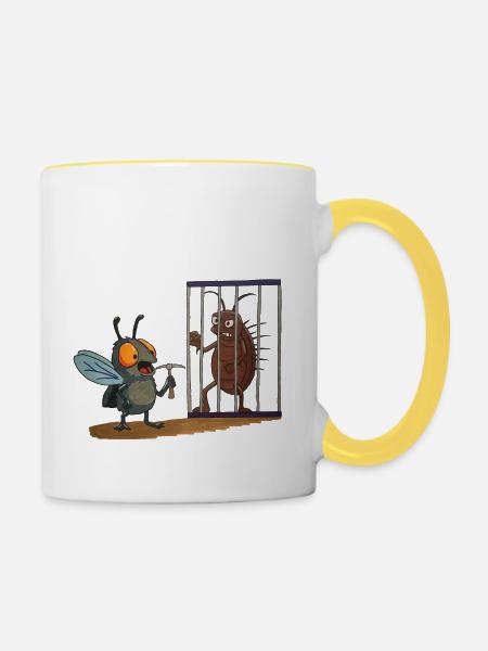 Free Roach - Tasse zweifarbig - Weiß/Gelb