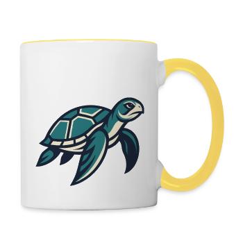 Reisende Meeresschildkröte - Tasse zweifarbig - Weiß/Gelb - Rechts