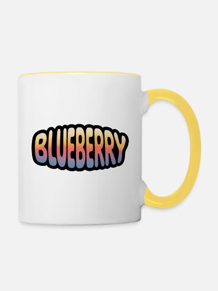 Heidelbeere - Cooles Frucht-Logo - Tasse zweifarbig - Weiß/Gelb