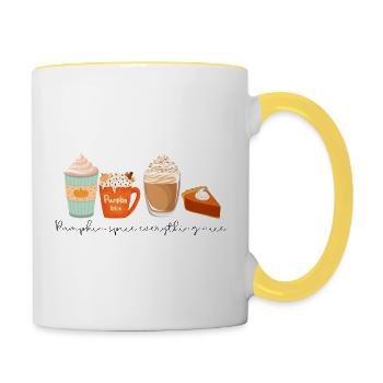 ☕ Pumpkin Spice Everything Nice 🎃 - Tasse zweifarbig - Weiß/Gelb - Rechts