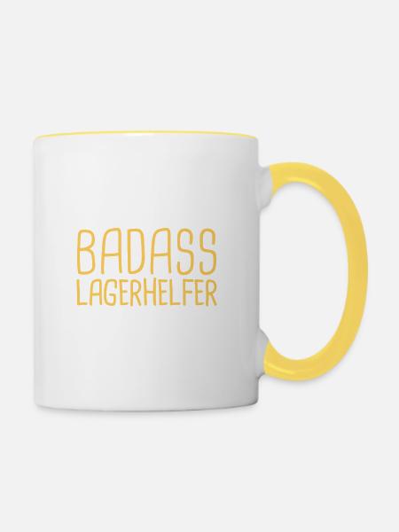 Lagerhelfer Badass - Tasse zweifarbig - Weiß/Gelb