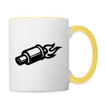 Auspuff Symbol Tuning - Tasse zweifarbig - Weiß/Gelb - Rechts