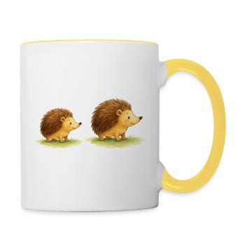 Cute hedgehogs for children's clothes - Contrasting Mug - white/yellow - Right