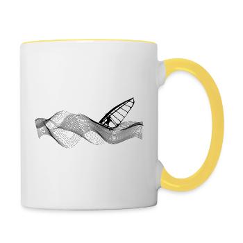 Véliplanchiste sur structure de vagues - Mug contrasté - blanc/jaune - Droite