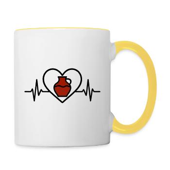 Pottery Heart Ceramic Vase Art Creative - Contrasting Mug - white/yellow - Right