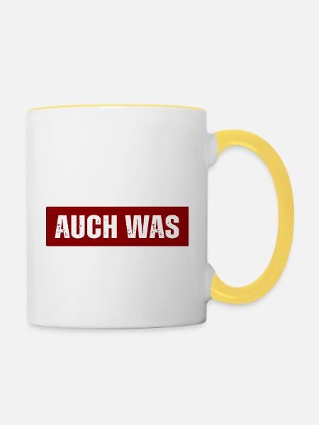 Hinten Steht Auch Was - Tasse zweifarbig - Weiß/Gelb