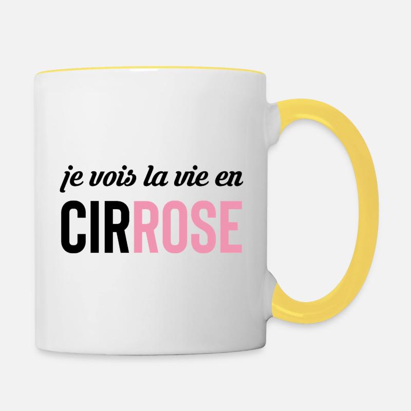 I see life in cirrosis - Contrasting Mug - white/yellow