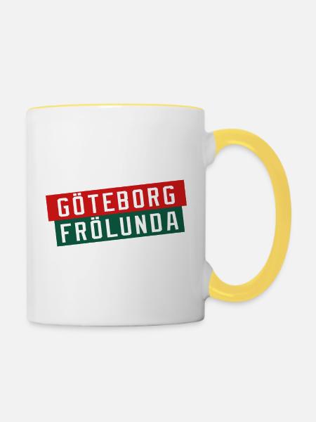 Göteborg Frölunda Farbblock-Logo - Tasse zweifarbig - Weiß/Gelb