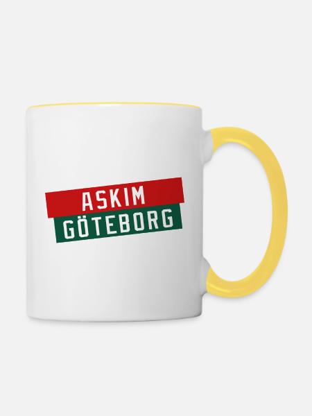 Askim Göteborg Farbblock-Logo - Tasse zweifarbig - Weiß/Gelb