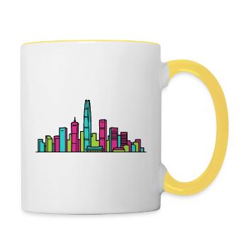 Skyline de la ville de Shenzhen : Art moderne en lignes - Mug contrasté - blanc/jaune - Droite