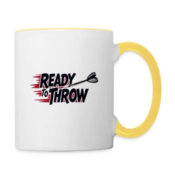Prêt à lancer des fléchettes Tenue professionnelle - Mug contrasté - blanc/jaune - Droite
