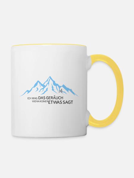 Bergstille Geräuschliebe - Tasse zweifarbig - Weiß/Gelb