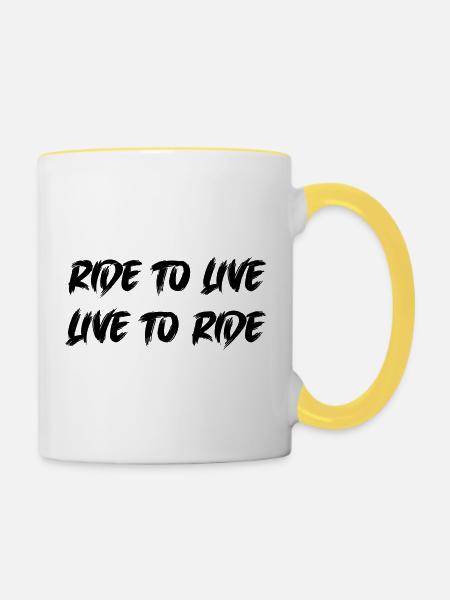 ride to live - Tasse zweifarbig - Weiß/Gelb