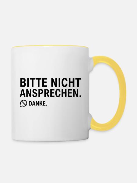 Bitte nicht ansprechen. Danke. | Introvertiert - Tasse zweifarbig - Weiß/Gelb