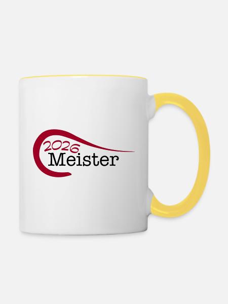 Meister 2026 Meisterschaft - Tasse zweifarbig - Weiß/Gelb