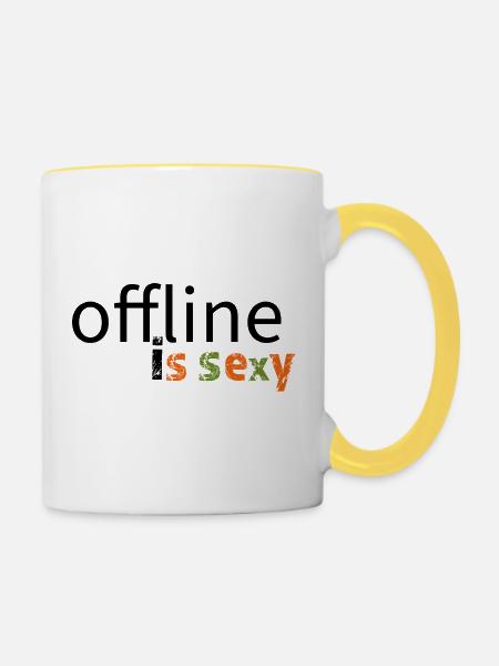 offline is sexy! - Tasse zweifarbig - Weiß/Gelb