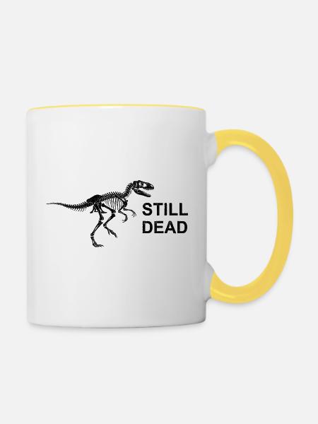 Dino-Nihilismus - Tasse zweifarbig - Weiß/Gelb