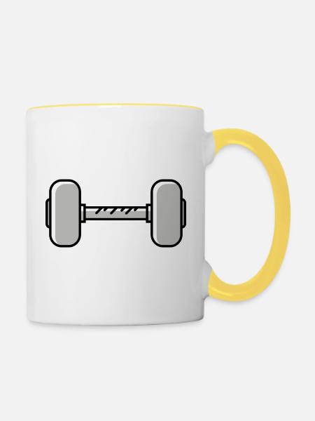 Hantel gewichte icon - Tasse zweifarbig - Weiß/Gelb