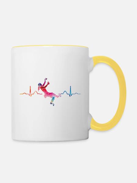 Boulderer Herzschlag Boulder Bouldern - Tasse zweifarbig - Weiß/Gelb