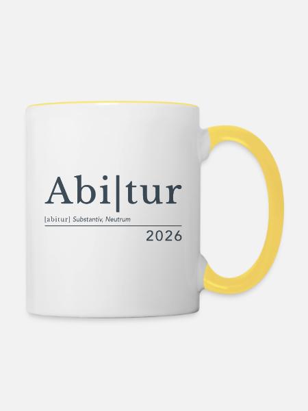 Abitur 2026 - Tasse zweifarbig - Weiß/Gelb