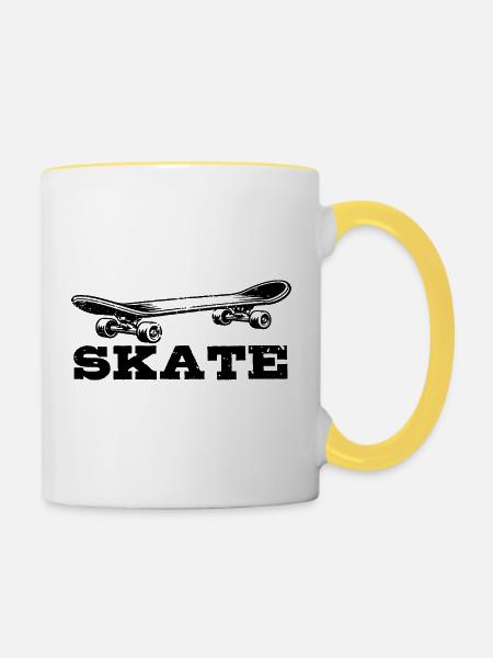 Skateboard | Skate | Skateboarder Geschenk - Tasse zweifarbig - Weiß/Gelb